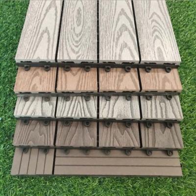 China Exterior Wooden Plastic Composite Floor Tiles Waterproof Engineered Decking Flooring With Interlocking Deck Tiles for sale