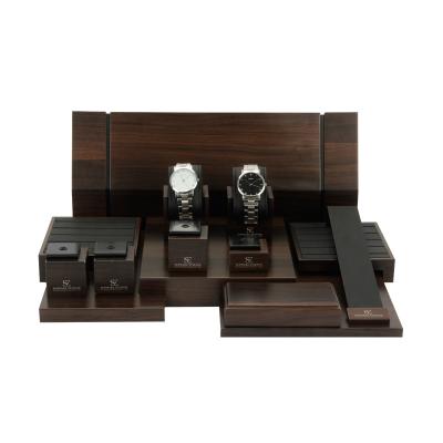 China Custom Made High Quality Durable Wood Veneer MDF Leather Smart Watch Display Stand Suitable for Smart Watches for sale