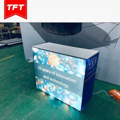 China Elegant Appearance Aluminum Backlit Frame Tension Fabric LED Display Trade Fair Exhibit Booth Table Counter for sale