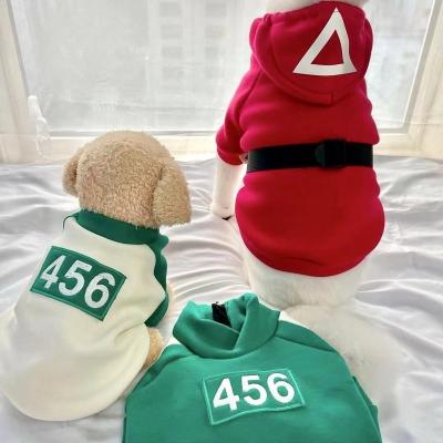 China Hot Stocked T-shirt 456 Cat Squid Game Halloween Pet Cosplay Apparel Party Equipment Dog Hoodie Sales for sale