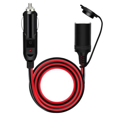 China Lighter Home Appliance 12V-24V Car Cigarette Socket Plug Male To Female Power Adapter Extension Cable for sale