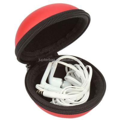 China Red EVA+PU Round Ball Eva Earphone Carry Case Earbuds Earplugs USD Cable Organizer for sale