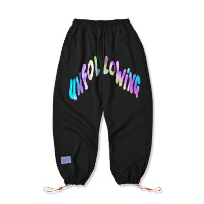 China Hip hop pants colorful reflective printing men's looser waist streetwear plus hip pants men sports pants for sale