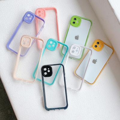 China New Design Candy Shockproof Bezel Transparent Phone Case For iPhone 13 Pro Max Candy Camera Protection Back Cover for sale