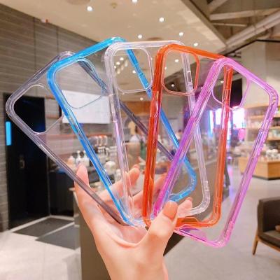 China Transparent Shockproof Colorful Acrylic High Protective Cell Phone Cover Camera Protective Phone Case For Samsung Galaxy S22 Plus for sale