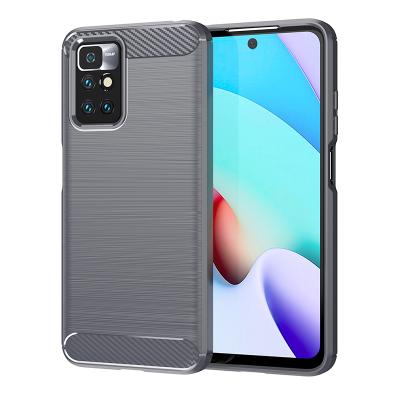 China High Soft TPU Mobile Phone Protective Back Cover For Xiaomi Redmi 10 Brushed Carbon Fiber TPU Silicone Shockproof Phone Case For Redmi Note 10 Pro for sale