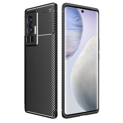 China Mobile Phone Shockproof Non-slip TPU Protective Top Rugged Pads Case Real Carbon Fiber TPU Phone Case For Vivo X70 Pro+ Back Cover for sale