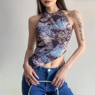 China Streetwear Lady Clothing Lace Up Print Vest Women QUICK DRY High Aesthetic Tops for sale