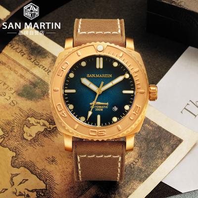 China San Martin CUSN8 sw200/PT5000 bgw9 Sapphire Copper Bronze Free Full Diver Current 30atm Full Current San Martin Boat Rts Calendar Automatic Mechanical Watch For Sale for sale