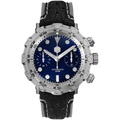 China San Martin 20atm Grade 5 Titanium ETA7753 Full Chronograph Freediver Leather Automatic Mechanical Boat Calendar Shark Men's Watch For Sale for sale