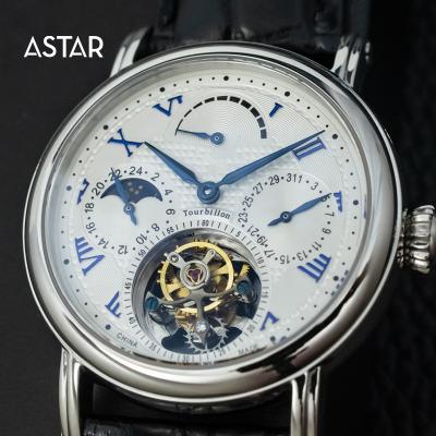 China Automatic date 1pcs can be custom luxury multi function tourbillon real logo seagull moonphase mechanical automatic movement watch man for sale for sale