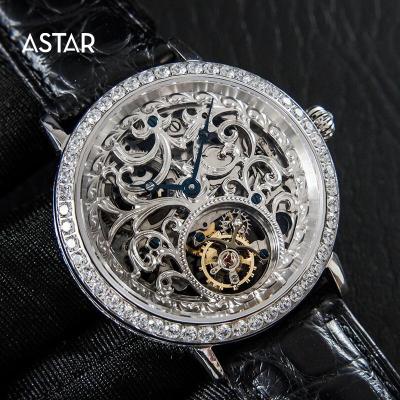 China 1pcs automatic date can be custom made luxury real skeleton seagull skeleton tourbillon mechanical automatic movement diamond watch man for sale