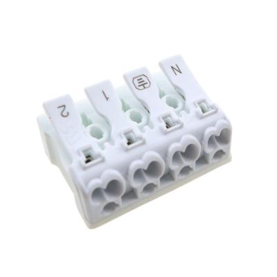 China Internal connection to light quick-connecting press OJ-841 type electronic connector 4 way white lug screwless quick-connecting terminal block for sale