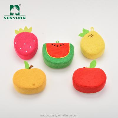 China EXFOLIATING fruits pattern soft body exfoliating bath sponges for bathroom for sale