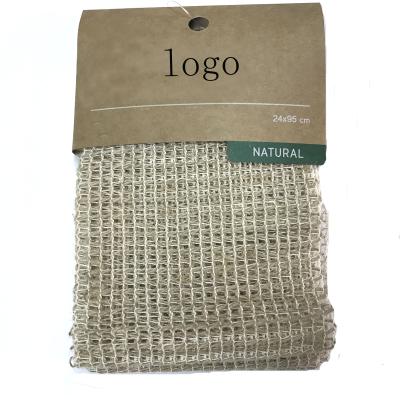 China Eco-Friendly 100% Sustainable Natural Hemp Jute Towel Cleansing Luxury Shower Exfoliating Bath Towel for sale