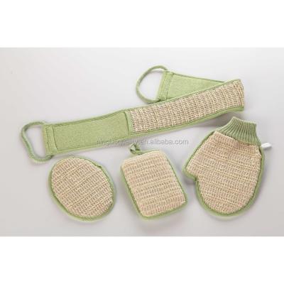 China EXFOLIATE Natural Exfoliating Ramie Bath Scrubber Belt Pad Sponge Back Gloves for sale