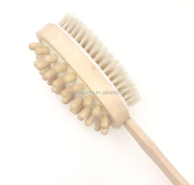 China EXFOLIATE 2 in 1 Wooden Back Hair Scrubbers Massager Natural Body Wash Brush for sale