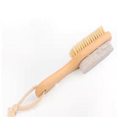 China EXFOLIATE Spa Tool Wooden Bath Brush With Pumice Stone For Foot Massage for sale