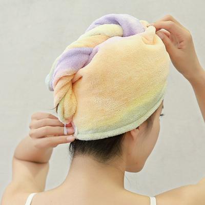 China Rainbow Microfiber Terry Shower Spa Head Wrap Hair Dryer Hat Turban QUICK DRY Dry ​​Hair Towel for sale