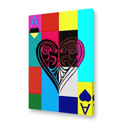 China Contemporary Abstract Colorful Poker Art Prints King And Queen Black Heart Canvas Wall Poster Painting For Living Room Home Decor for sale