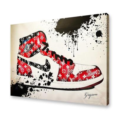 China Contemporary Abstract Graffiti Art Poster Pictures On Canvas Luxury Sneaker Prints Watercolor Basketball Shoes Wall Decor Pop Painting for sale