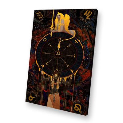 China Contemporary Fine Wall Art Prints Abstract Tarot Canvas Picture Wheel Of Fortune On Stretched Fabric Poster Painting For Living Room for sale