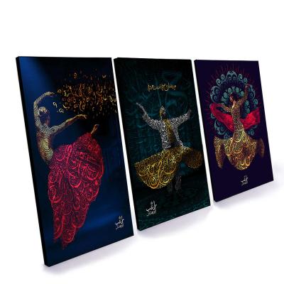 China Contemporary Muslim Wall Art Canvas Paintings Calligraphy Islam Dancer Subtract Canvas Art Posters and Prints Hajar Arabic Religious Picture for sale