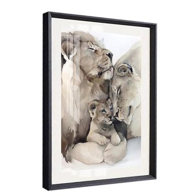 China Contemporary Nordic Lion Family Poster Pictures Minimalist Canvas Decor Art On Print Cute Animal Wall Painting For Living Room Wall Painting for sale