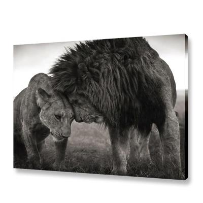 China Black and White Painting of Lion Couple Picture Canvas Wall Art Prints Wild Animal Contemporary Home Decor African Poster for Living Room for sale