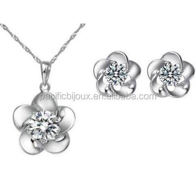 China CLASSIC rose flower jewelry set flower jewelry set zirconia flower design jewelry set new fashionable jewelry for sale