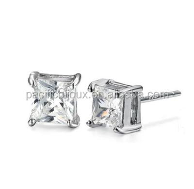 China Boys Cute Cubic Zirconia Earring Stud Square Cubic Molding Men-Women Earring for sale