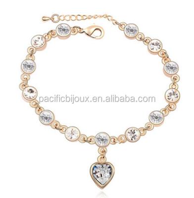 China Austria Neo-Gothic Braslet Bangle Solid 24k Yellow Gold Saudi Arabic Link Bracelet With Heart Charm for sale