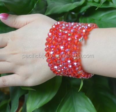 China CLASSIC Crystal Six Row Bracelet Bangles Non Fade Crystal Bead Wrap Bracelet Bangle for sale