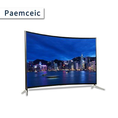 China TV 55inch 3840x2160 4K LED Home Television With Tempered Glass Metal Frame Explosion Proof Smart Curved TV for sale