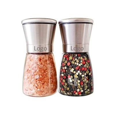 China Viable Wholesale Manual Adjustable Refillable Salt and Pepper Shakers Grinders Seasoning Empty Spice Glass Bottle Jars With Grinder Top for sale