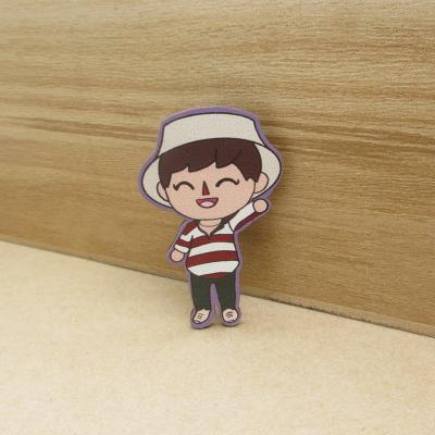 China Europe lapel pin maker custom your own design cartoon wooden lapel pin badge for sale