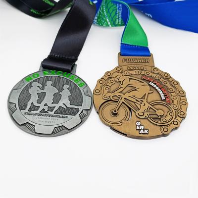 China Europe Medal Manufactures Cheap Gold Silver Plated Custom To Make 2D / 3D Metal Sports Running Running Medals for sale