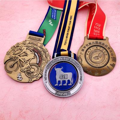 China New Product Europe Design Wholesale 3D Metal Medals Custom Zinc Alloy Medal With Ribbon Add Logo for sale