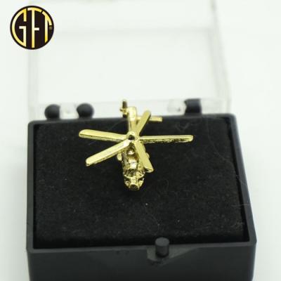 China Europe Mini Helicopter Shape Lapel Pin custom 3d t Pin Plane Hat Pin for sale