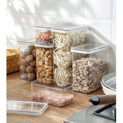 China Sustainable Household Kitchen Clear Plastic Grain Dry Fruit Storage Jar Food Container Airtight Keep Fresh Organizer for sale