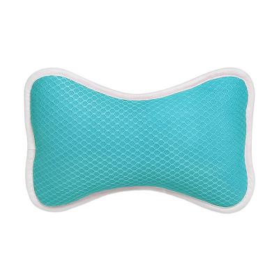 China New Sustainable 3d Air Mesh Fast Drying Cushion With 2 Suction Cups Bone Shape Spa Bath Pillow For Tub for sale