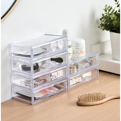 China Clear Acrylic Storage Box Drawer Desk Organizer Tabletop Viable Acrylic Cosmetic for sale