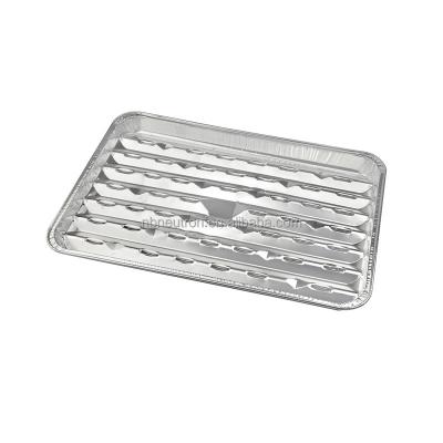 China Wholesale High Quality Food Aluminum Filters Aluminum Foil Container Tray Rectangle Grill Tray for sale