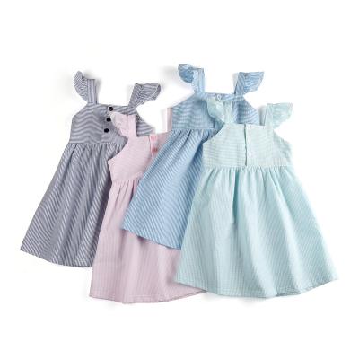 China 2022 breathable wholesale baby clothes cotton seersucker sling dresses summer dresses spaghetti straps dress for sale