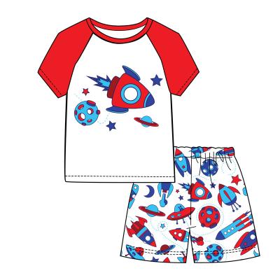 China Casual Back To School Kids Boys Clothing Set 2 Pcs Short Sleeve Print Kid Boys Indoor Outdoor Casual Outfits for sale