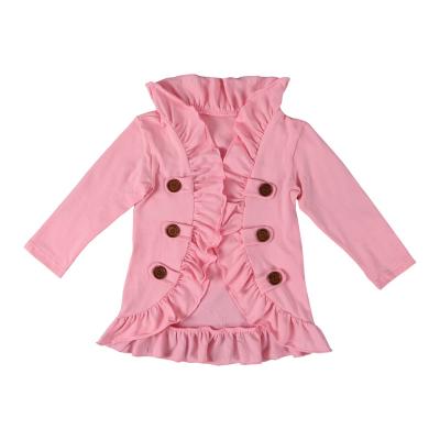 China Spring Autumn Cotton Solid Color Kids Boutique Clothing Breathable Wholesale Babies Hoodies Ruffle Kids Jackets for sale