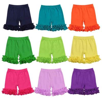 China RTS Girls Summer Breathable Baby Clothes Newborn Cotton Clothes 100% High Waist Shorts Ruffles Icing Gaiters Shorts for sale