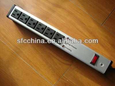 China aluminium alloy UL approved American 6-outlet power strip, surge protector with led indicator, 1800w with15A curcuit breaker for sale