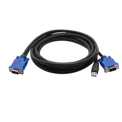 China COMPUTER 2-in-1 USB KVM Cables Male to Male to Male KVM Cable Converter VGA 15 Pin USB Type-A (4 Pin) USB 2.0 VGA (15 Pin, D-Sub High Density) for sale