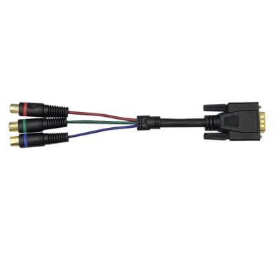 China Camera 15 D-Sub VGA Pin Cable High Density to 3 RCA Converter VGA Male to RCA HD15 Female to RCA Breakout Cable Component Adapter for sale